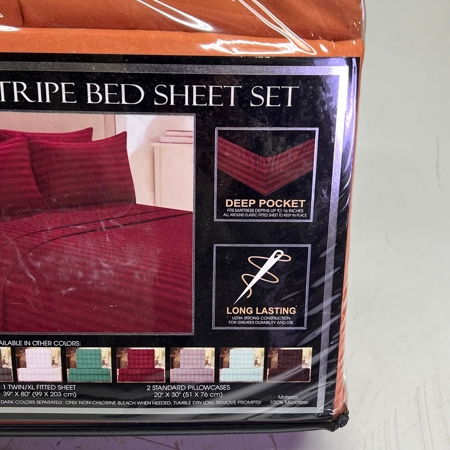 ZA@ ELEGANT COMFORT (6 PIECE SET) Luxury Soft Bed Sheets Set Dobby Stripe Design Twin/Twin XL Copper C