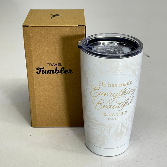CHRISTIAN ART GIFTS Ecclesiastes 3:11 Stainless Steel  Tumbler 18 Fl Oz White