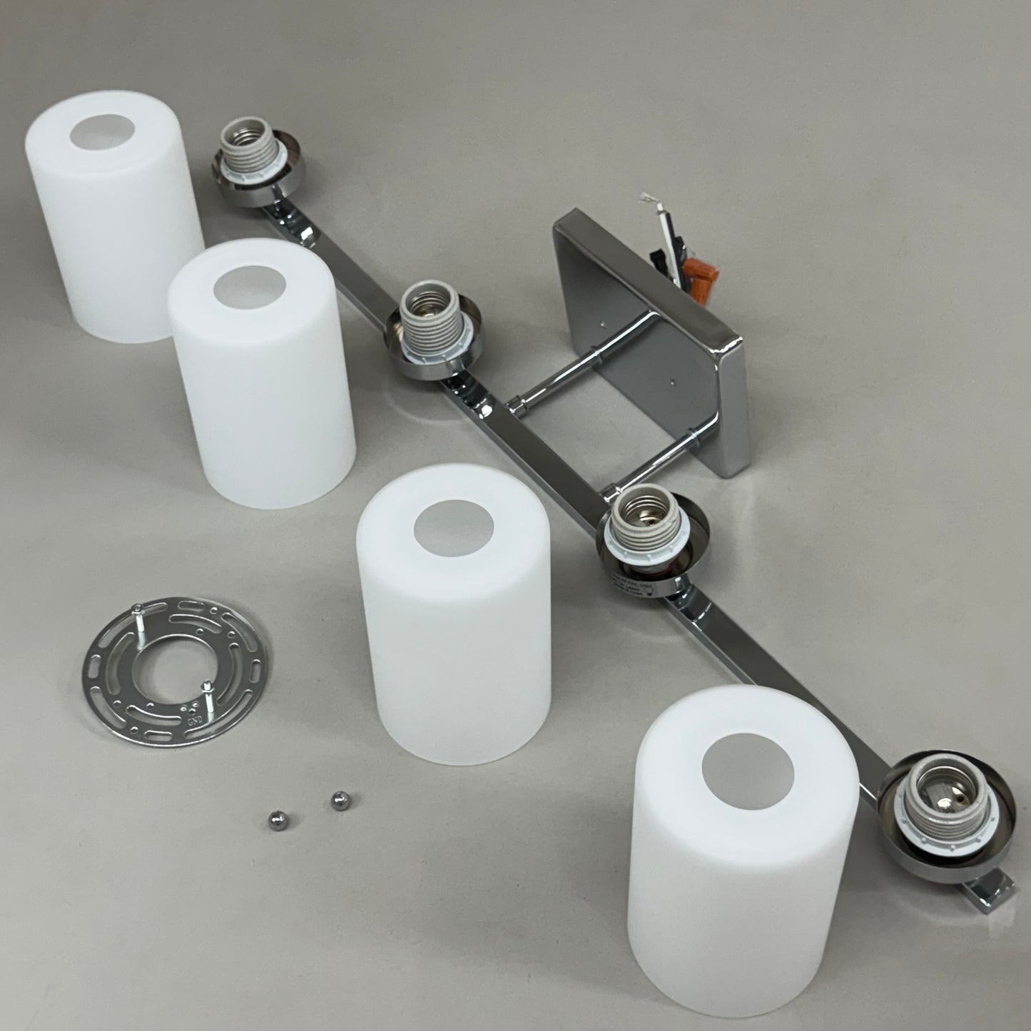 TRANS GLOBE 4-Light Glass Shaded Drum Vanity Bar 31.25"x7.5"x 6" Black 70524 (New Other- Slightly Distressed Packaging)