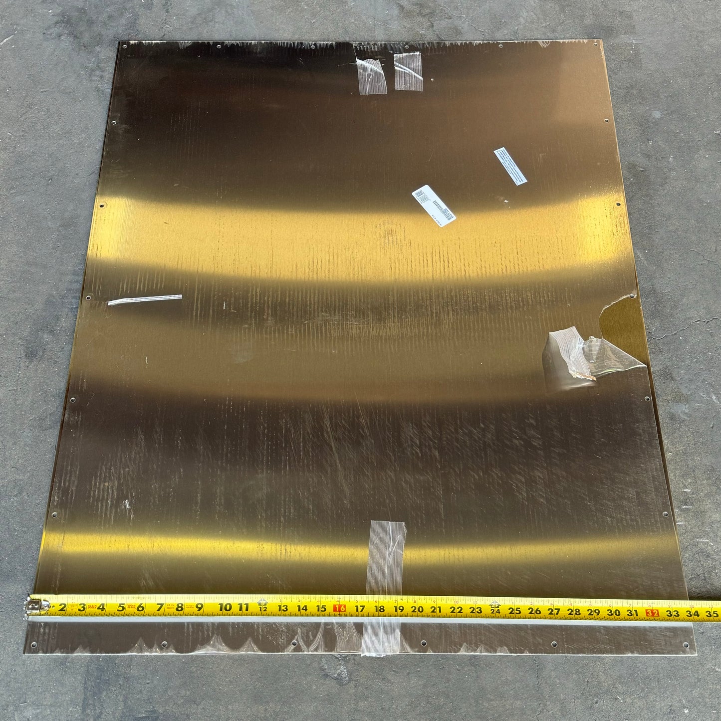 Stainless Steel Kick Plate Sz 42”Lx34”W Steel Material Gold