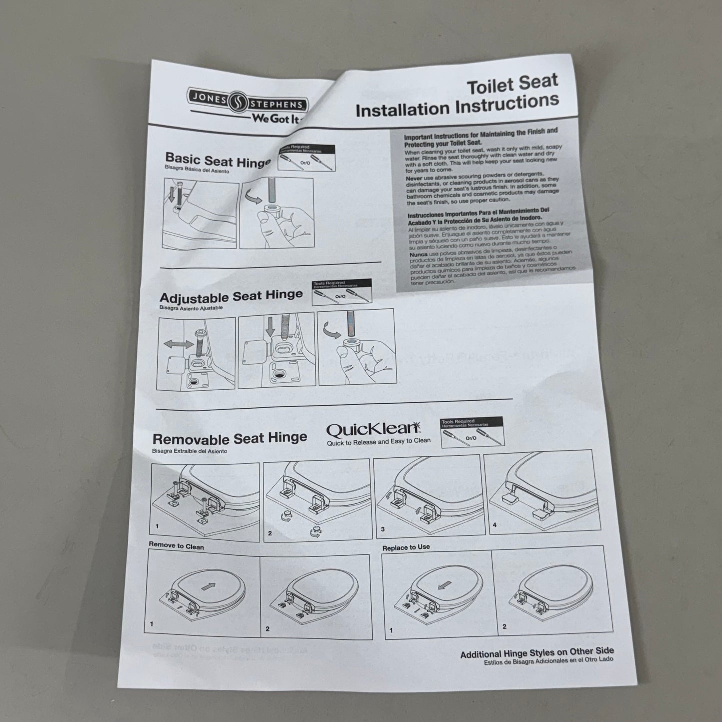 JONES STEPHENS Slow Close Premium Plastic Toilet Seat 16 1/2" White C1606OS00
