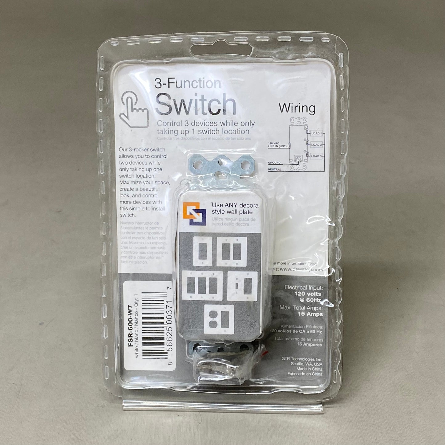 ALL EXHAUST VENTILATION FANS 3-Function Rocker Switch White FSR-600-W7