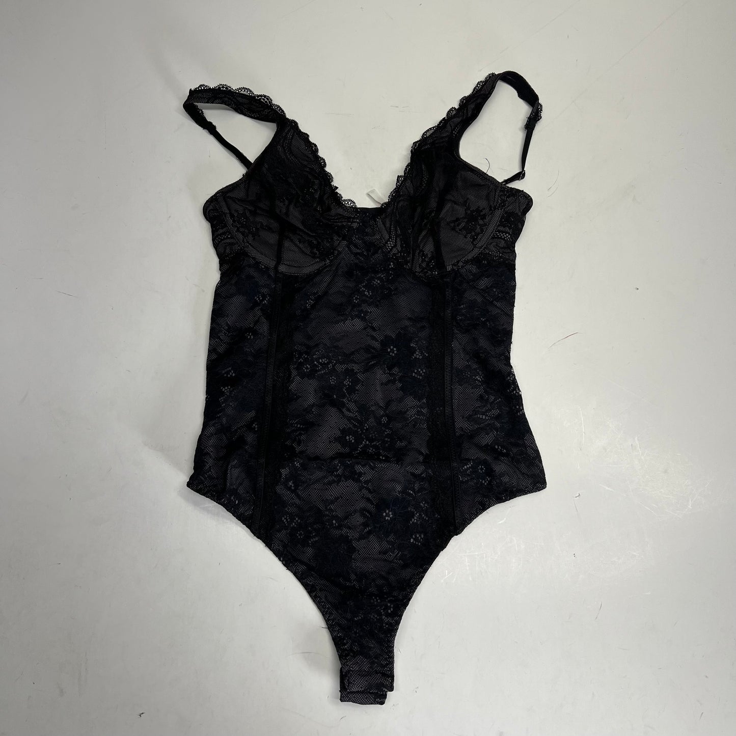 FREE PEOPLE Say You Love Me Bodysuit Lined Lace Women's Sz S Black 103499950