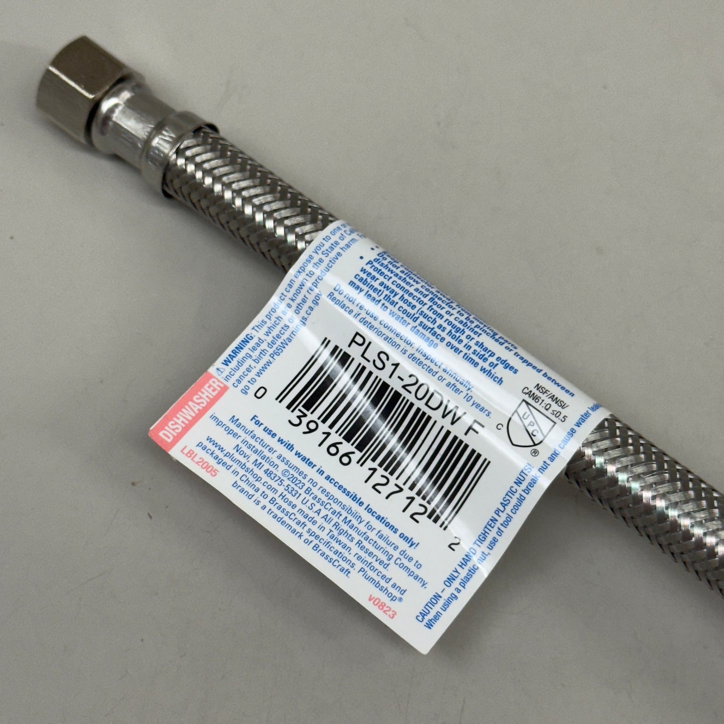 PLUMBSHOP  (5 Pack) Braided Stainless Steel Faucet Connector 3/8" Compression X 1/2" FIP PLS1-20A-F