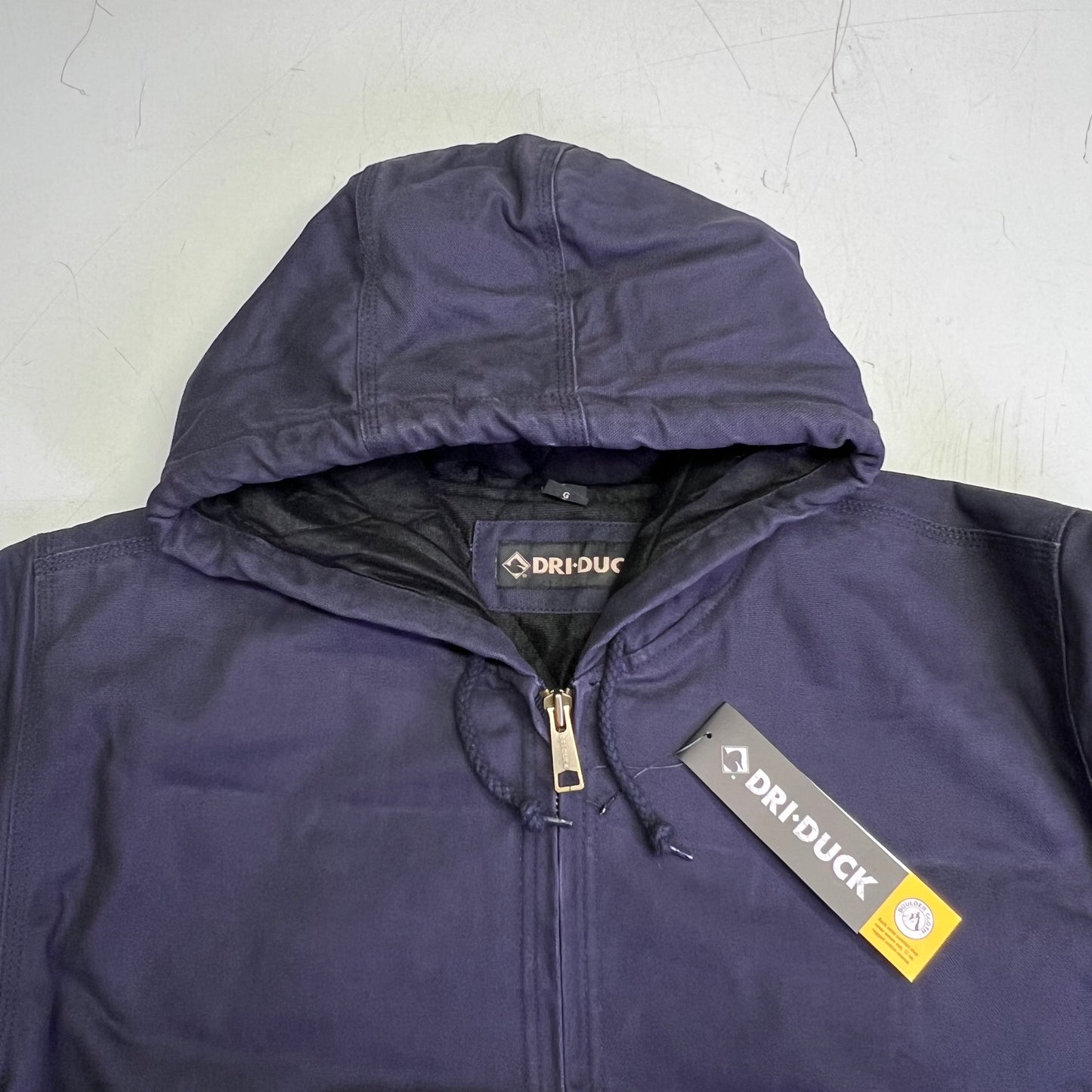 DRI DUCK Boulder Cloth Canvas Cheyenne Hooded Jacker Men's Sz L Navy Blue 5020