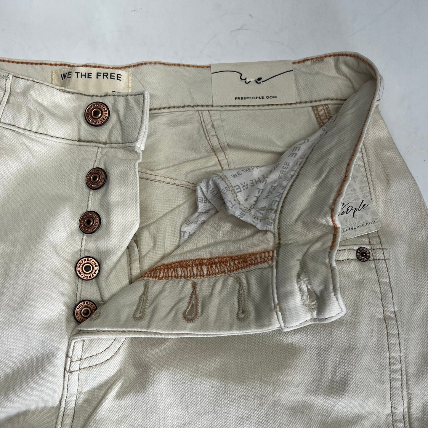 FREE PEOPLE  Good Luck Mid-rise Barrel Jeans  Women's Sz S Milk 82199597