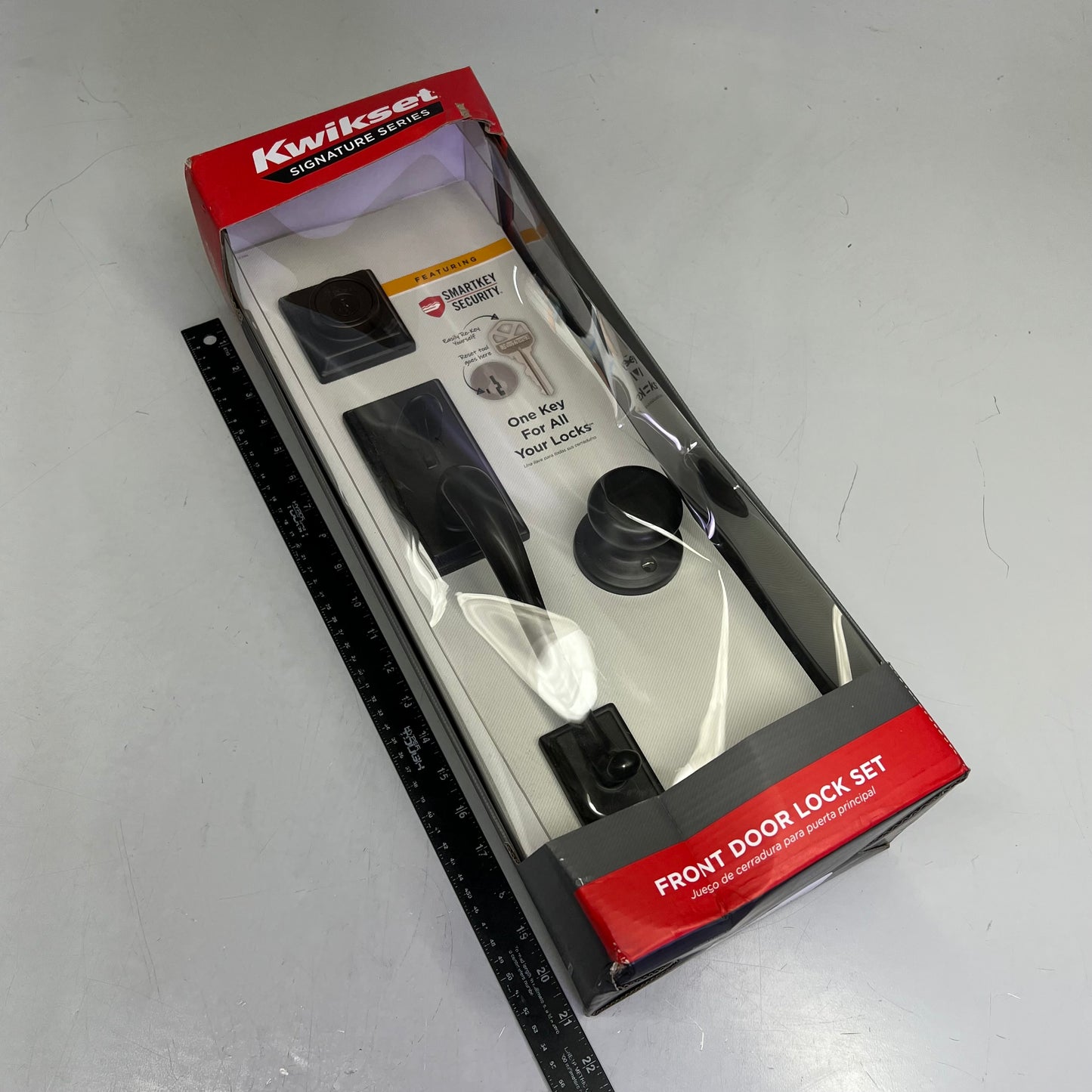 KWIKSET Hawthorne Handleset W/ Juno Knob Deadbolt Venetian Bronze 98001-104