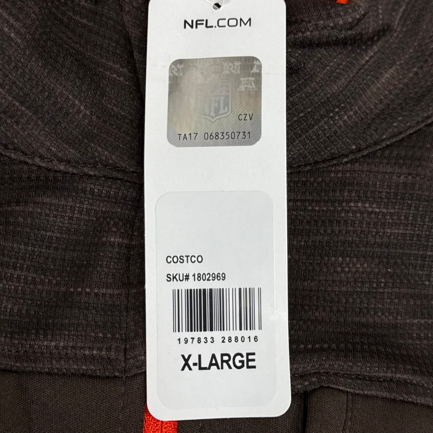 NFL Cleveland Browns Quarter Zip Pullover Shirt Long Sleeve XL Brown 1802969