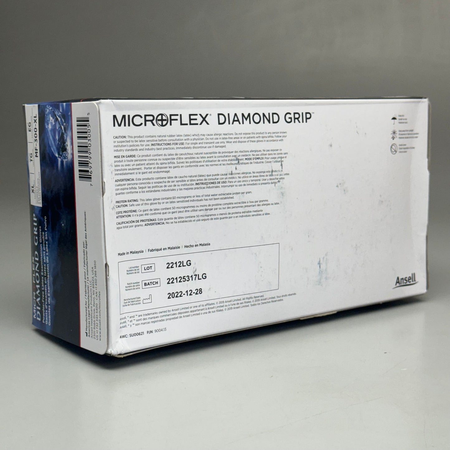 MICROFLEX (100 Pack) Diamond Grip Latex Disposable Gloves Size: XL MF-300-XL