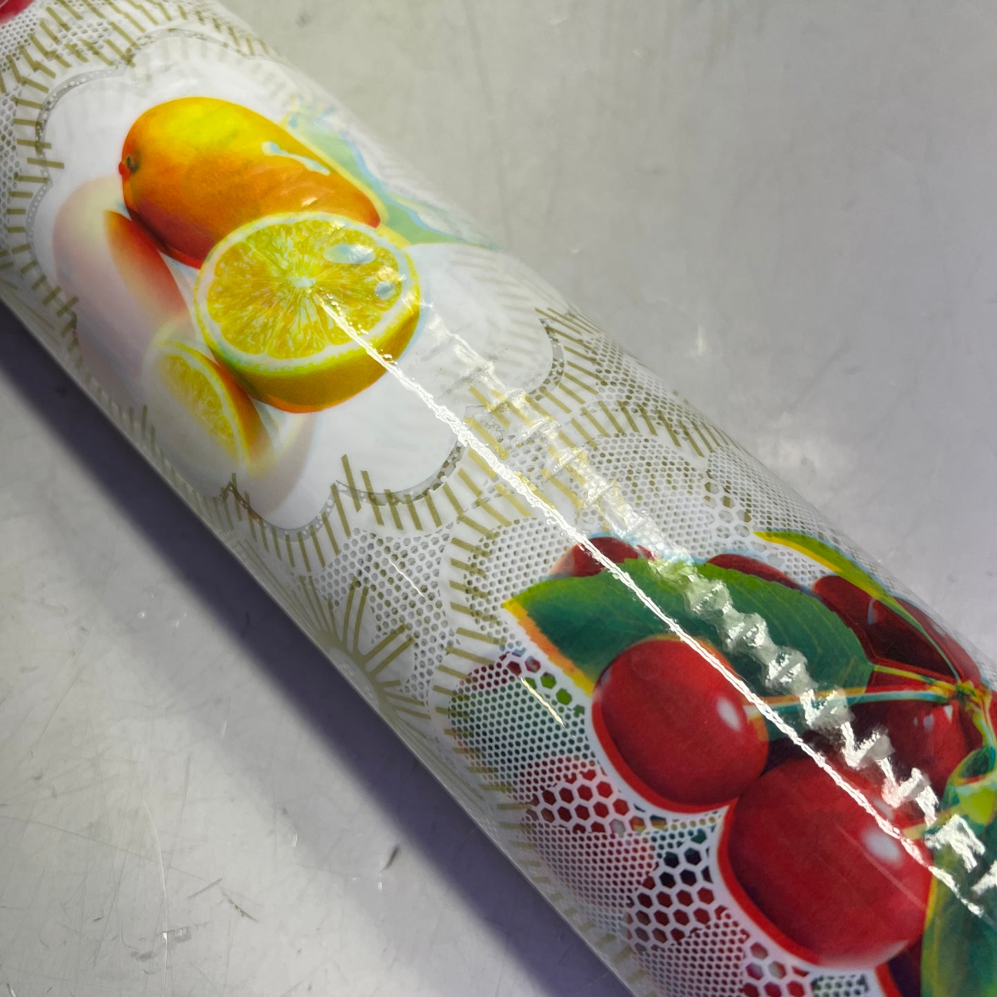 Faux Lace & Fruit Durable PVC Glossy Dinning Table Cloth 54"x60' Multicolor