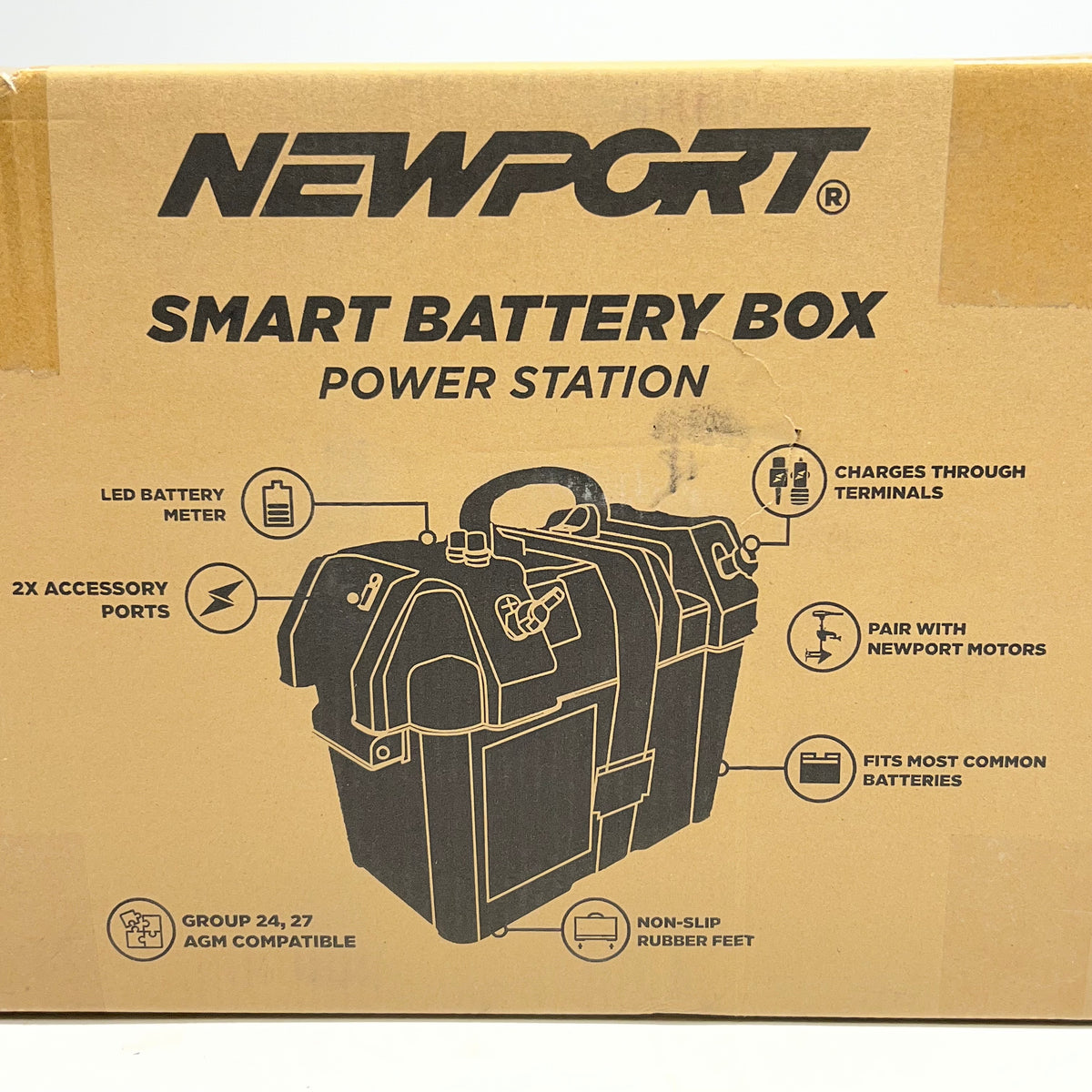 NEWPORT Smart Battery Box Sz 13"L x 12"H - Black