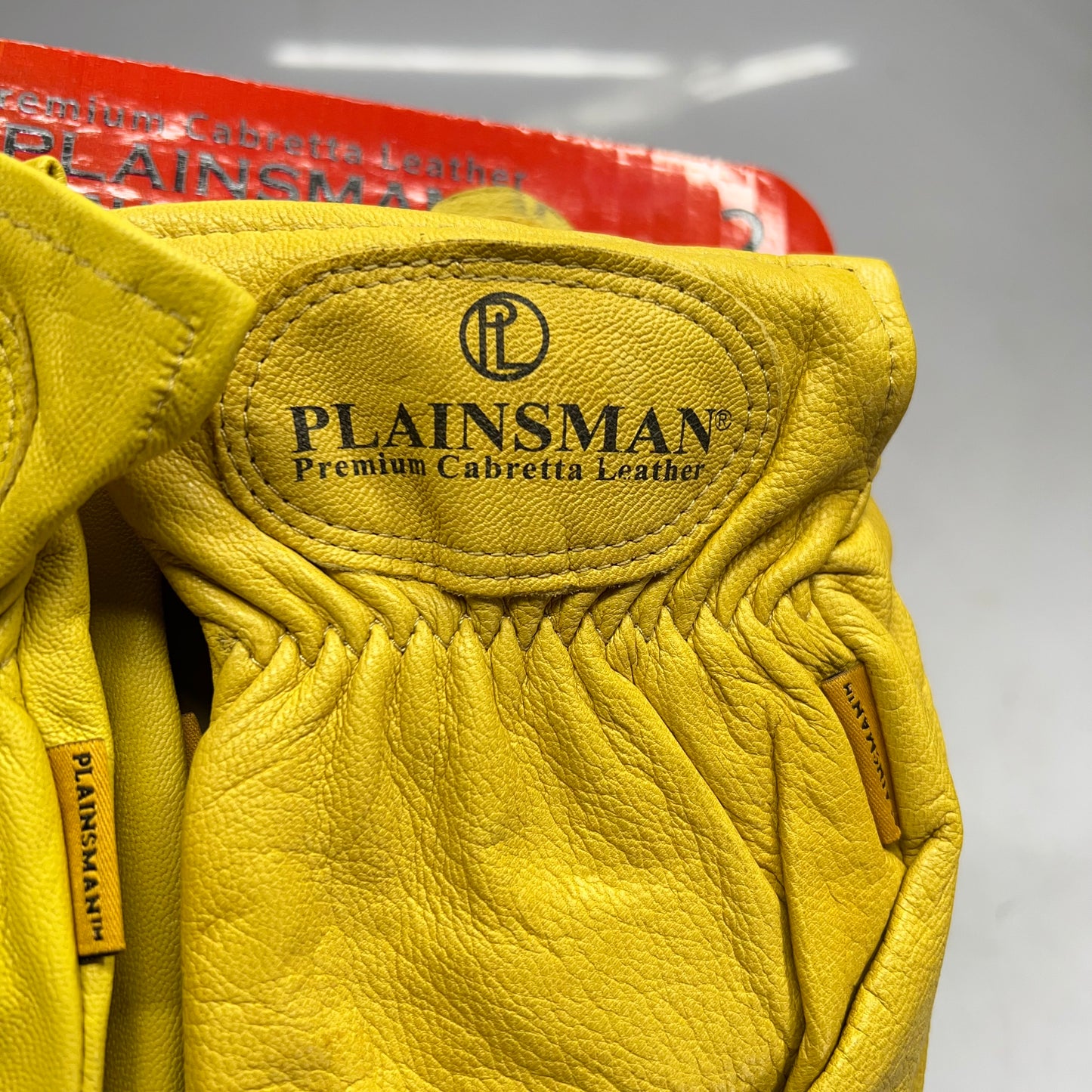 PLAINSMAN (2 PAIR) Premium Cabretta Leather Gloves Unisex Sz XL Yellow GC204