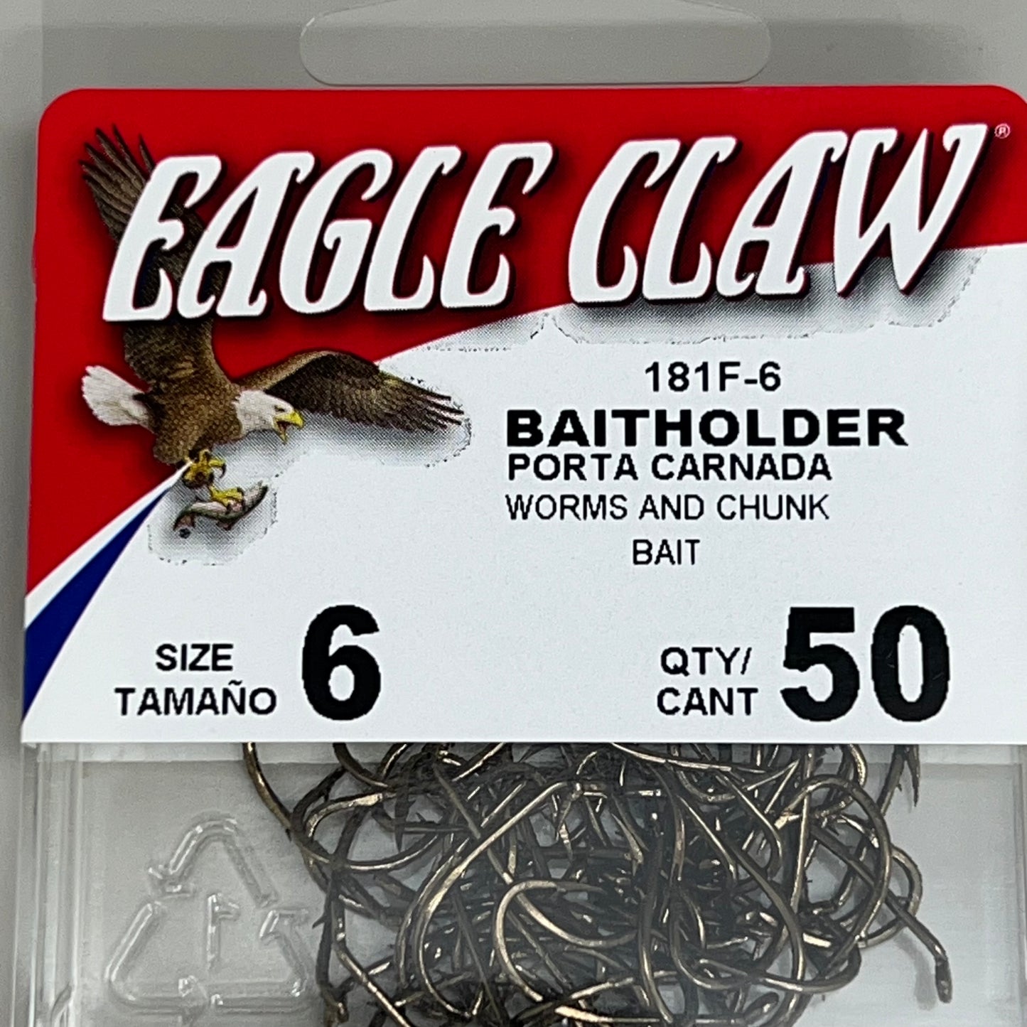 EAGLE CLAW (5 PACK) Down eye 2-Slice Offset Hooks Bronze #6 50pc 181F-6