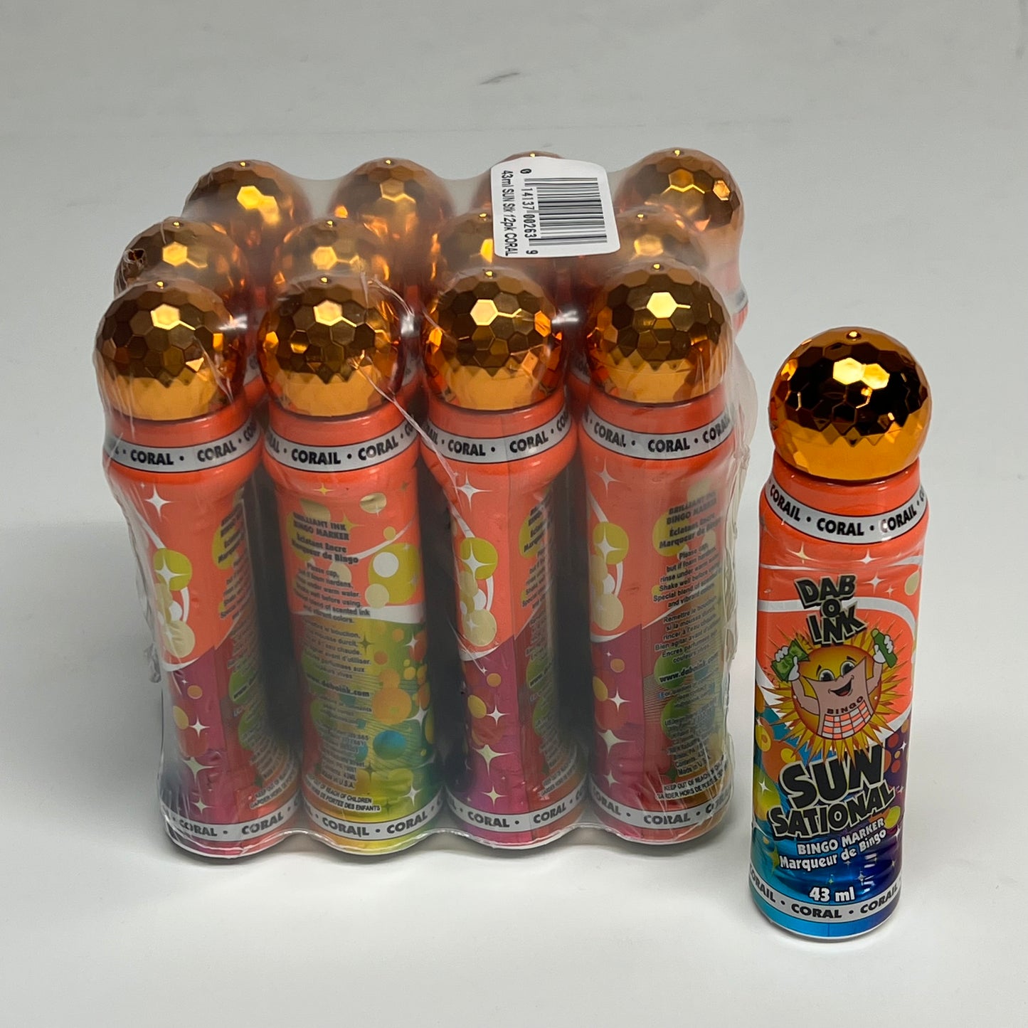 DAB O INK (12 PACK) Sunsational Bingo Marker Bright Ink 43ml/1.4 oz Coral C26
