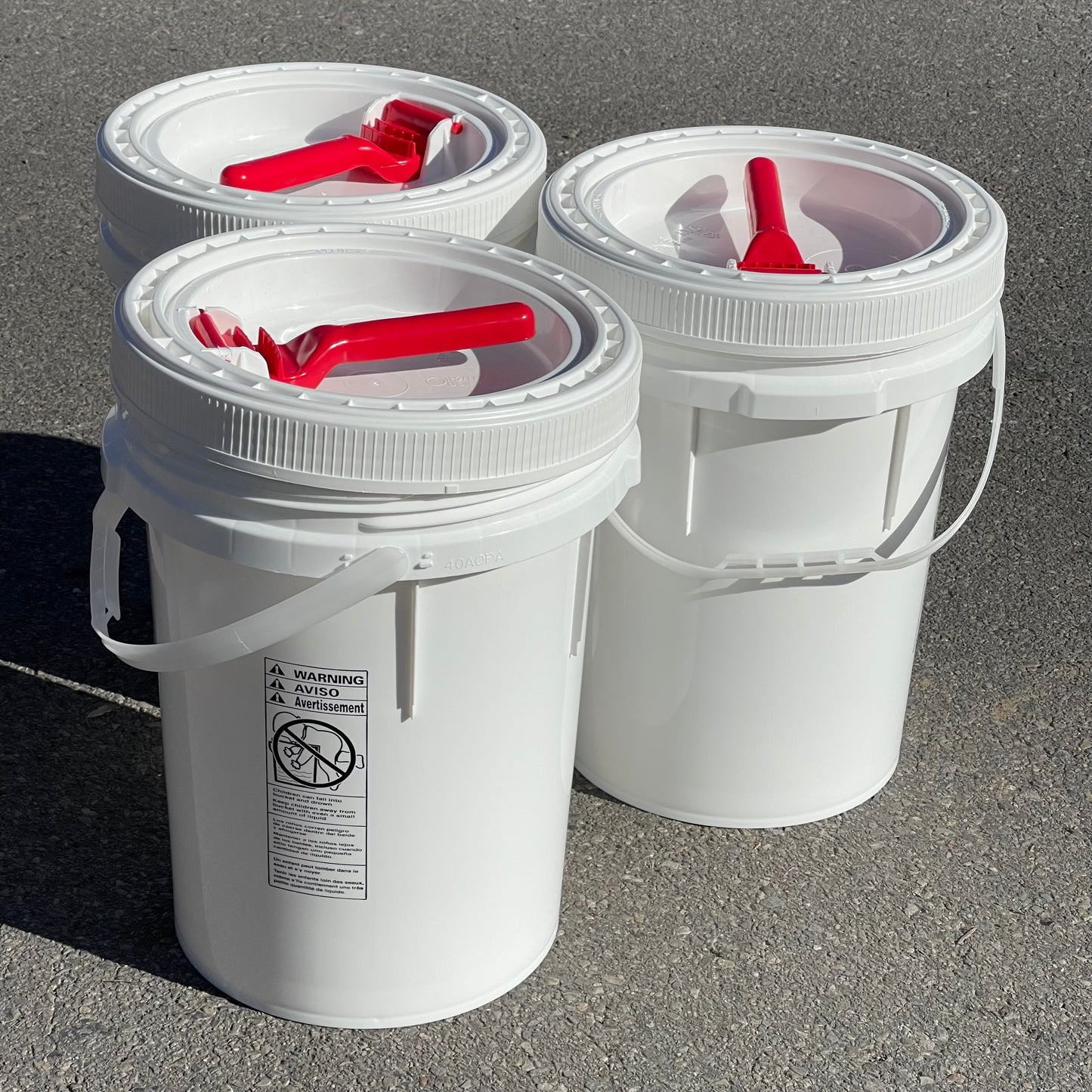 ZA@ M&M INDUSTRIES (3 PACK) Life Latch Liquid Container 5 Gal White, Made in USA