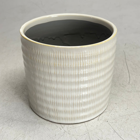 SILVER TREE Glazed Ripple Ceramic Plant Pot  6.5" x 5" Crème/Oatmeal A11032
