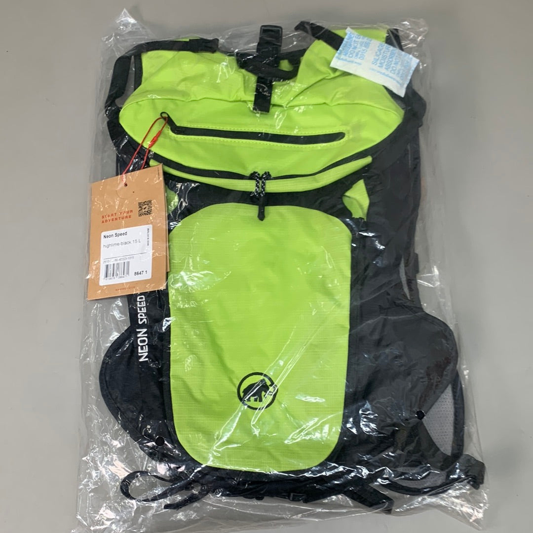 MAMMUT Neon Speed 15 Liter Backpack Small Slim High-Lime Black MAM01BW