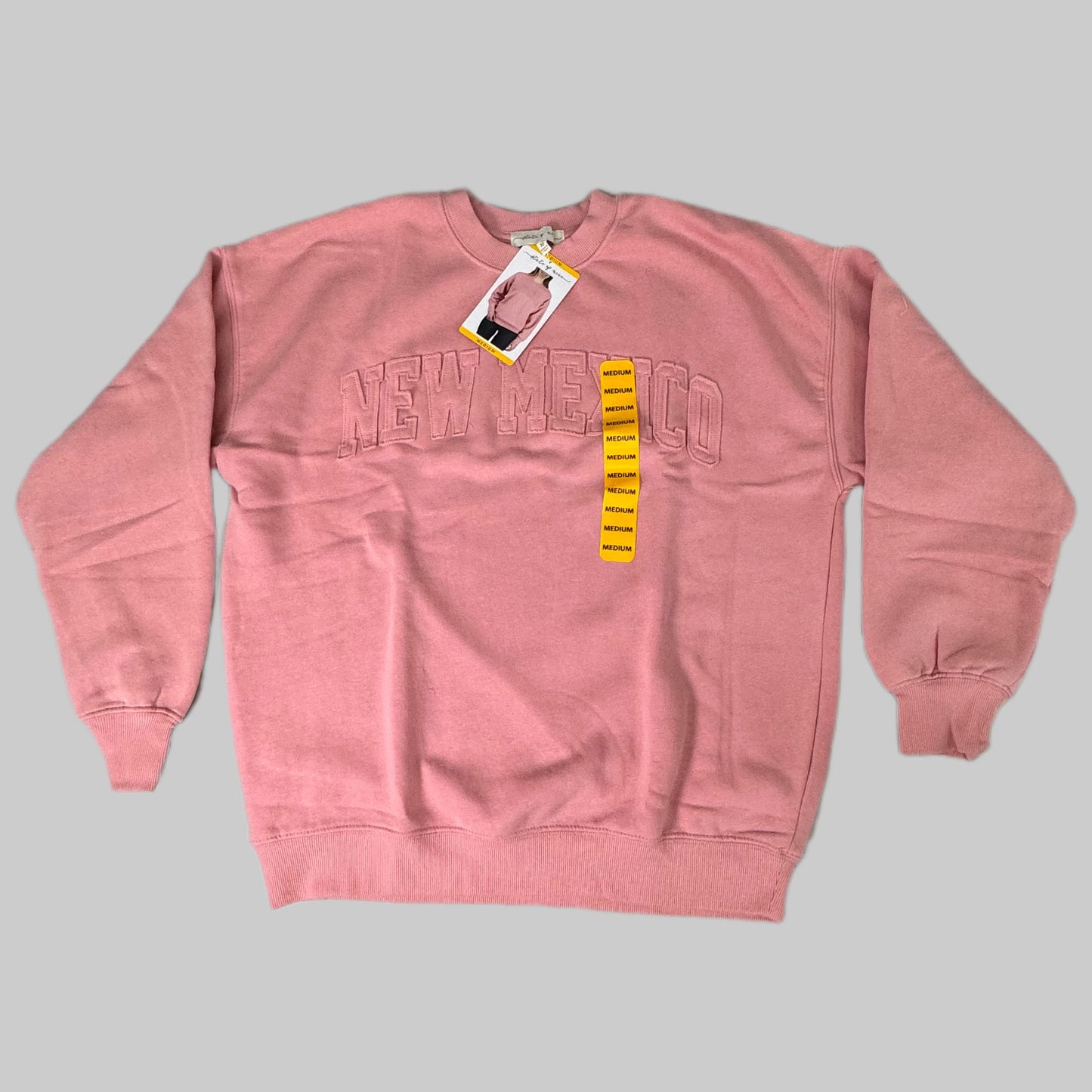 STATE OF MINE Sewn on New Mexico Crewneck Hoodie Blush Pink Women's Sz M 15711