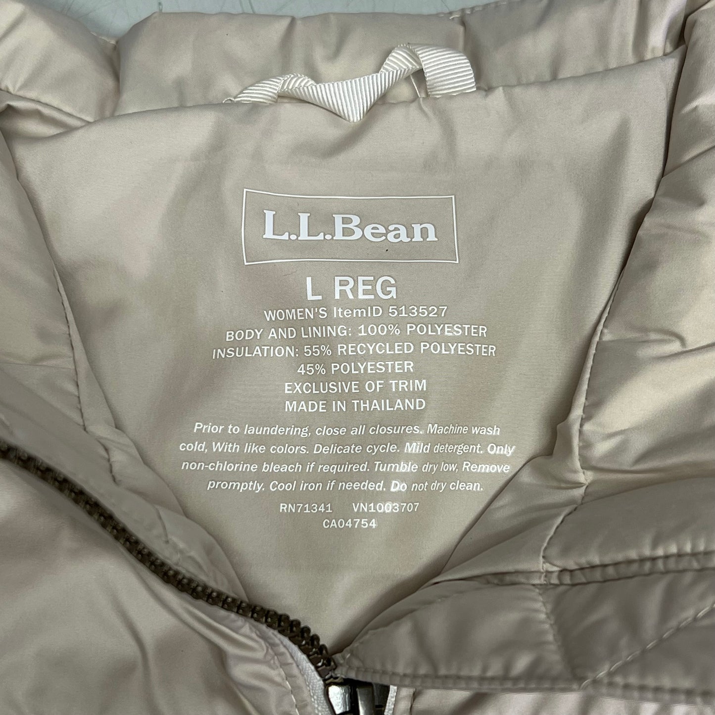 L.L. BEAN Mountain Classic Puffer Vest Women's Sz L Reg Shore/Paperwhite 513527