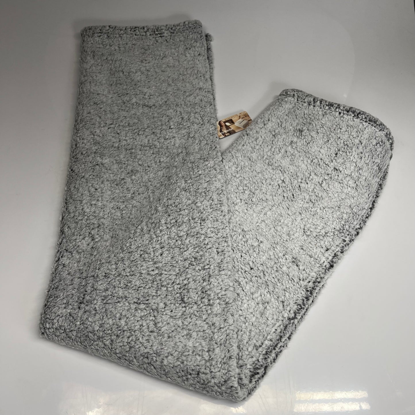 SIMPLICITY Port Authority Cozy Throw Blanket W/ RATE EST 2000 Company Logo 50" X 60" Grey Heather BP-36