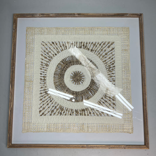 RAZ IMPORTS 2024 Paper Mache Framed Wall Art 32" Tan/White 4428005