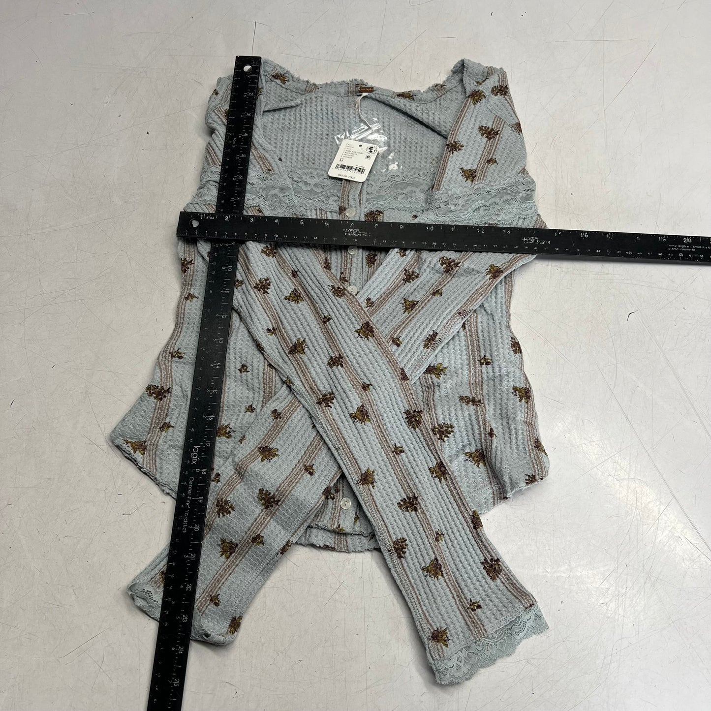 FREE PEOPLE Let's Party Cardi-print Women's Sz M Pearl Blue Combo 103368767