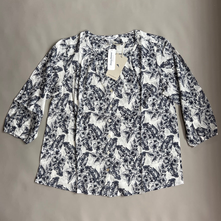 TOMMY BAHAMA Women's Tulia Blooms Top 3/4 Sleeve Coconut Size S (New)