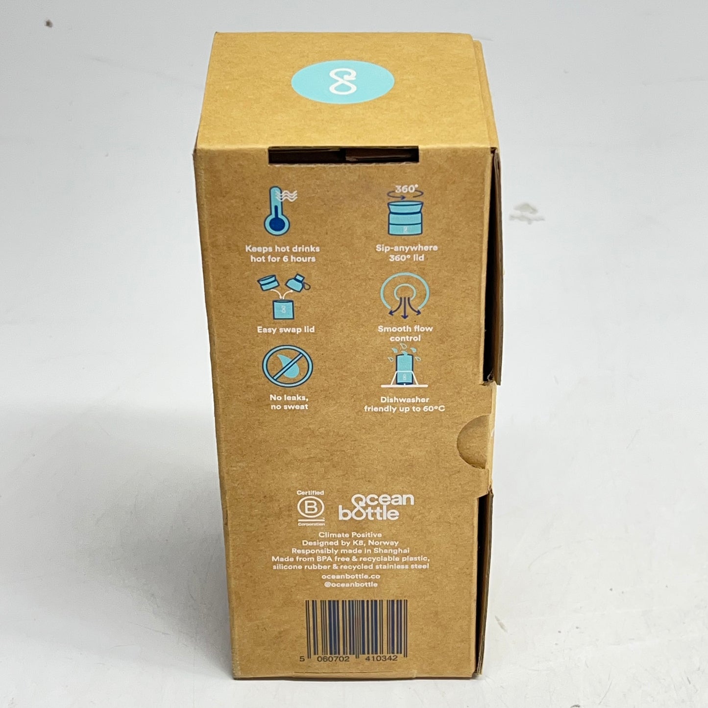 ZA@ OCEAN BOTTLE  Insulated Brew Flask W/ Company Logo Engraved  350 ml - 12 oz Sky Blue