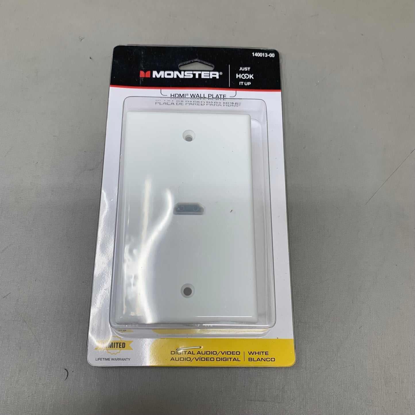 MONSTER Wall Flate Plate For HDMI 1.3"4.3"x7.8" White 140013-00