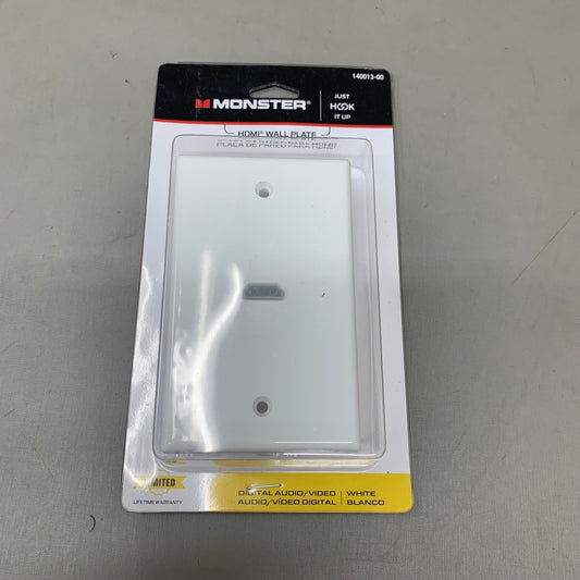 MONSTER Wall Flate Plate For HDMI 1.3"4.3"x7.8" White 140013-00