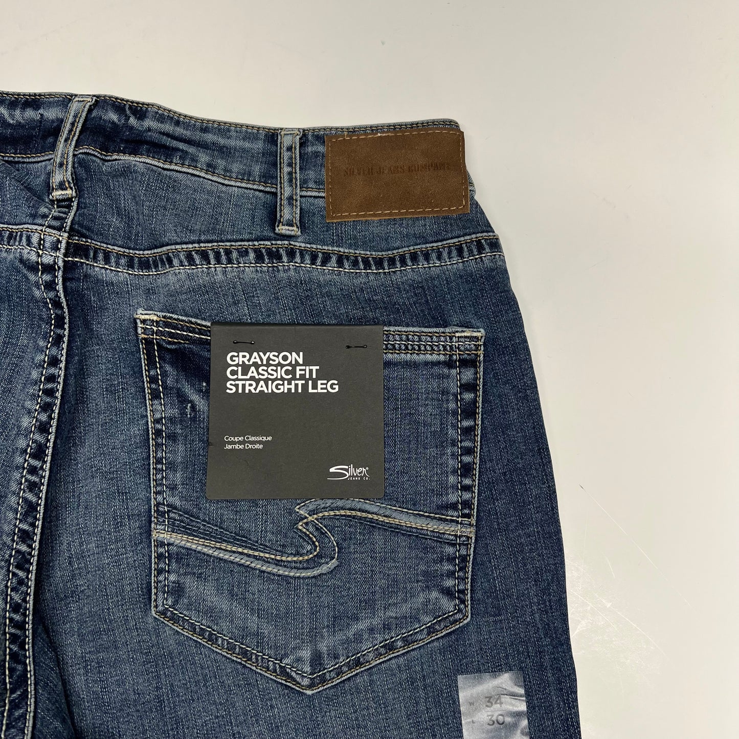 SILVER JEANS CO. Grayson Classic Fit Straight Leg Jean Men's Sz 34/30 Indigo