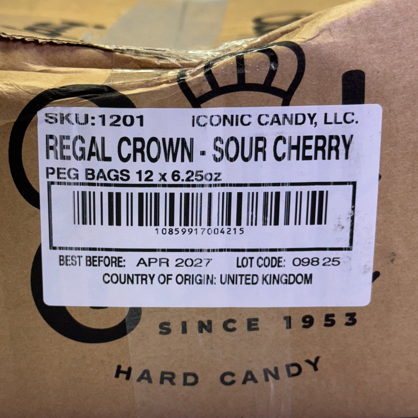 ZA@ ICONIC CANDY (12 PACK) Hard Candy Sour Cherry 6.25 oz BB 04/27 C