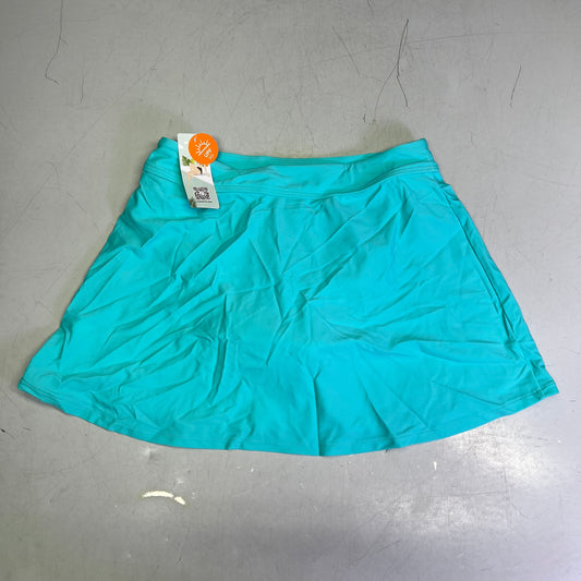 CHARMO High Waisted Swim Bottom Skirt W/ Built-in Briefs Women's Sz M Aqua Blue