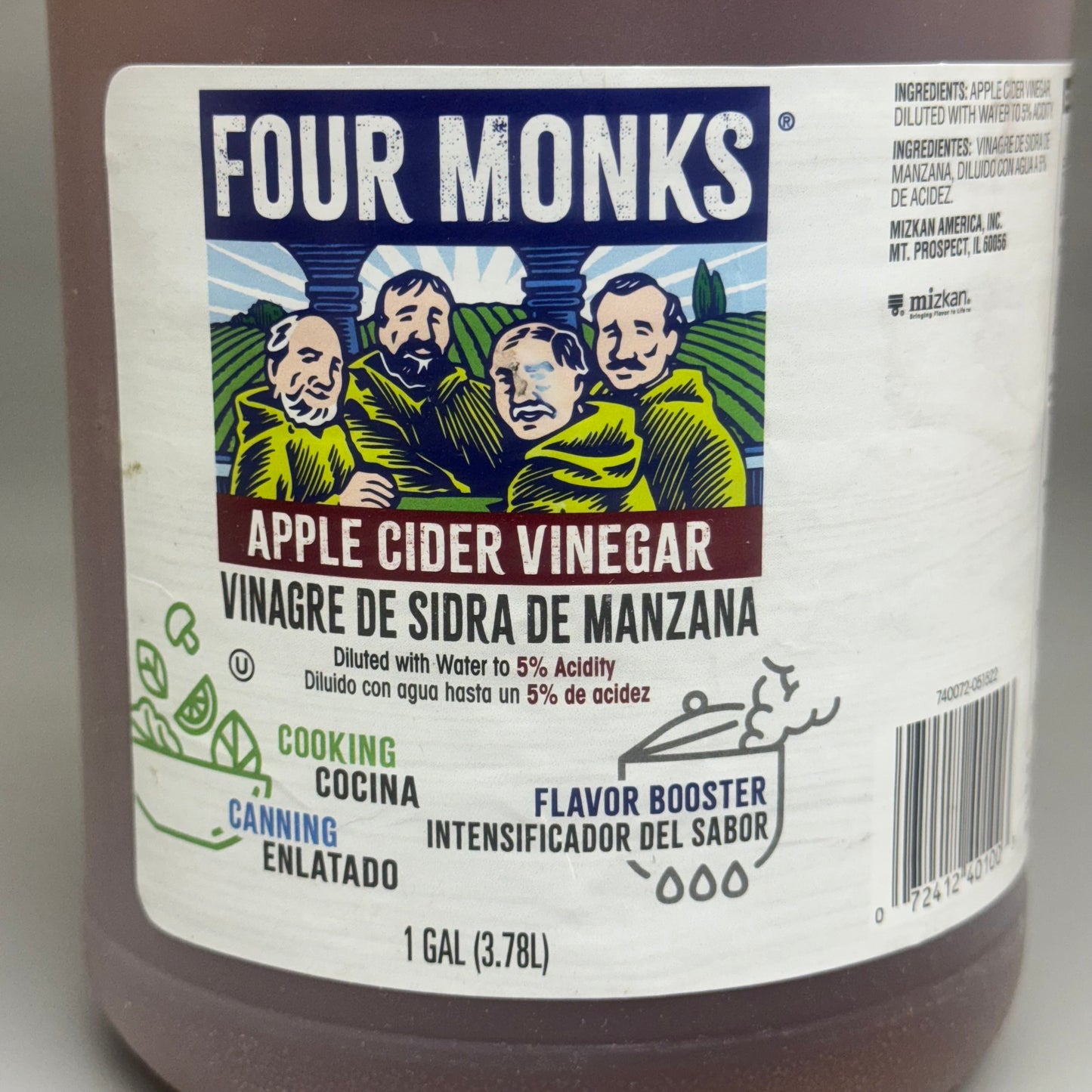 FOUR MONKS 2PK Apple Cider Vinegar 1 Gal. BB: 07/26