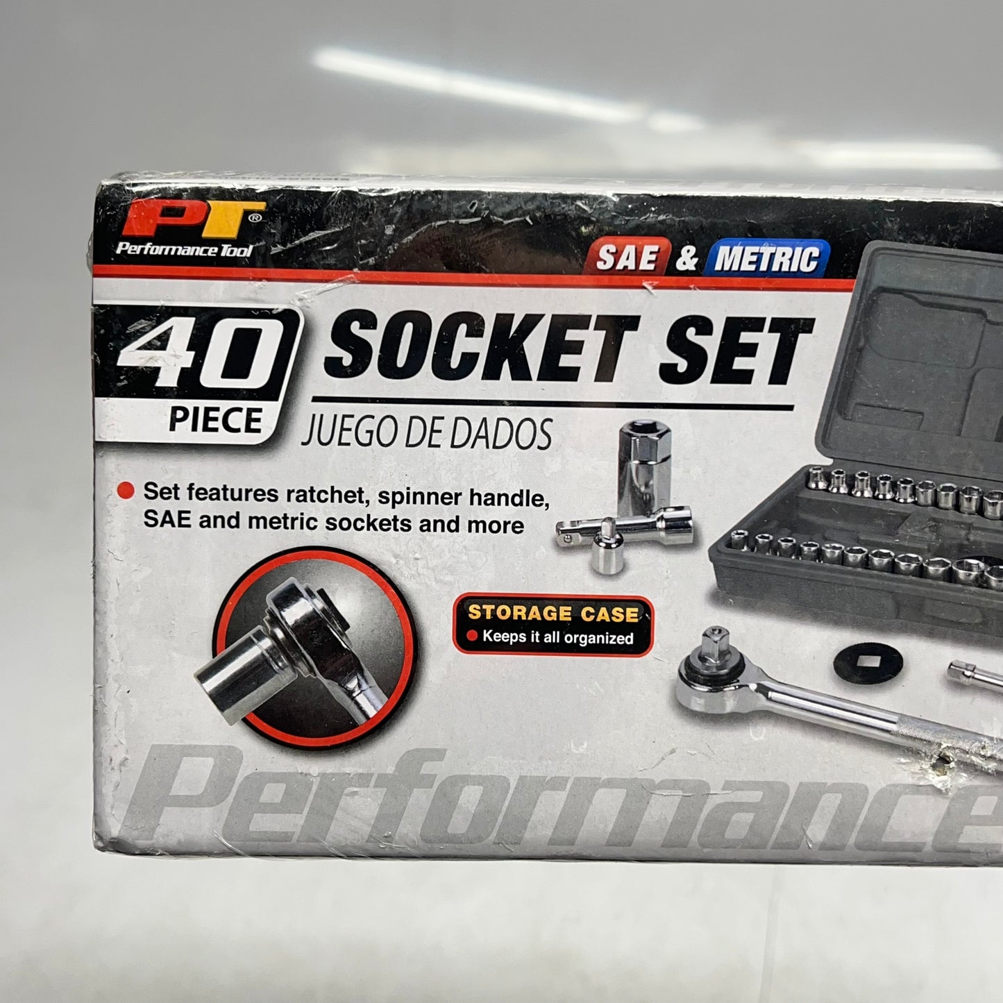 PERFORMANCE TOOL (40 PIECE) Socket Set W/ Ratchet 1/4" & 3/8" Grey/Chrome W1173
