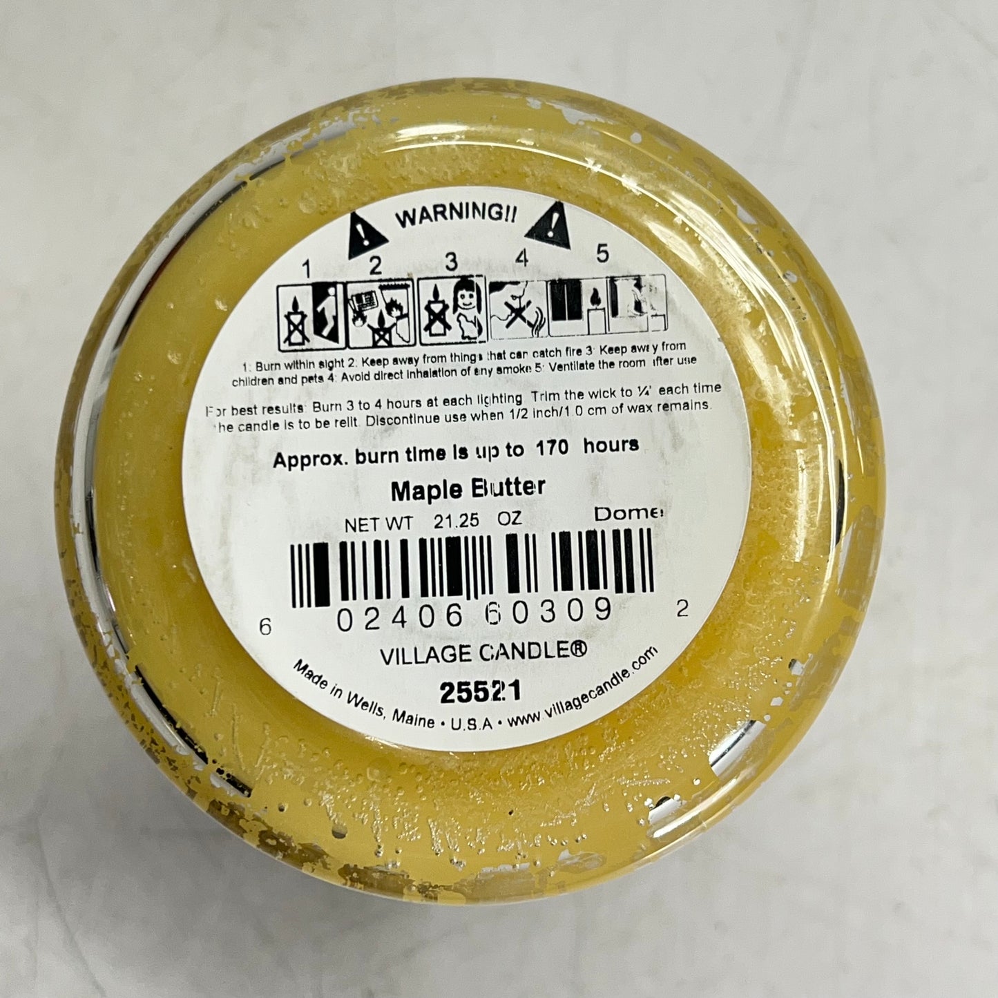 VILLAGE CANDLE  Apothecary Jar Maple Butter Scent 21.25 oz Yellow 4260020