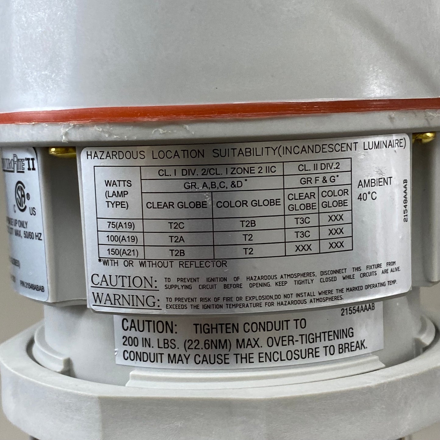 SPEAKMAN Vapor Proof Hazardous Non-Metallic Light 14" L x 5" W Clear/White VPL-C1D2