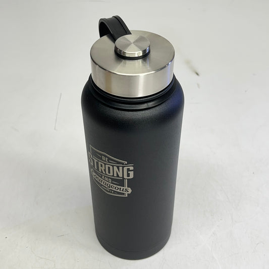 CHRISTIAN ART GIFTS Joshua 1:9 Strong & Courageous SS Water Bottle 34oz Black