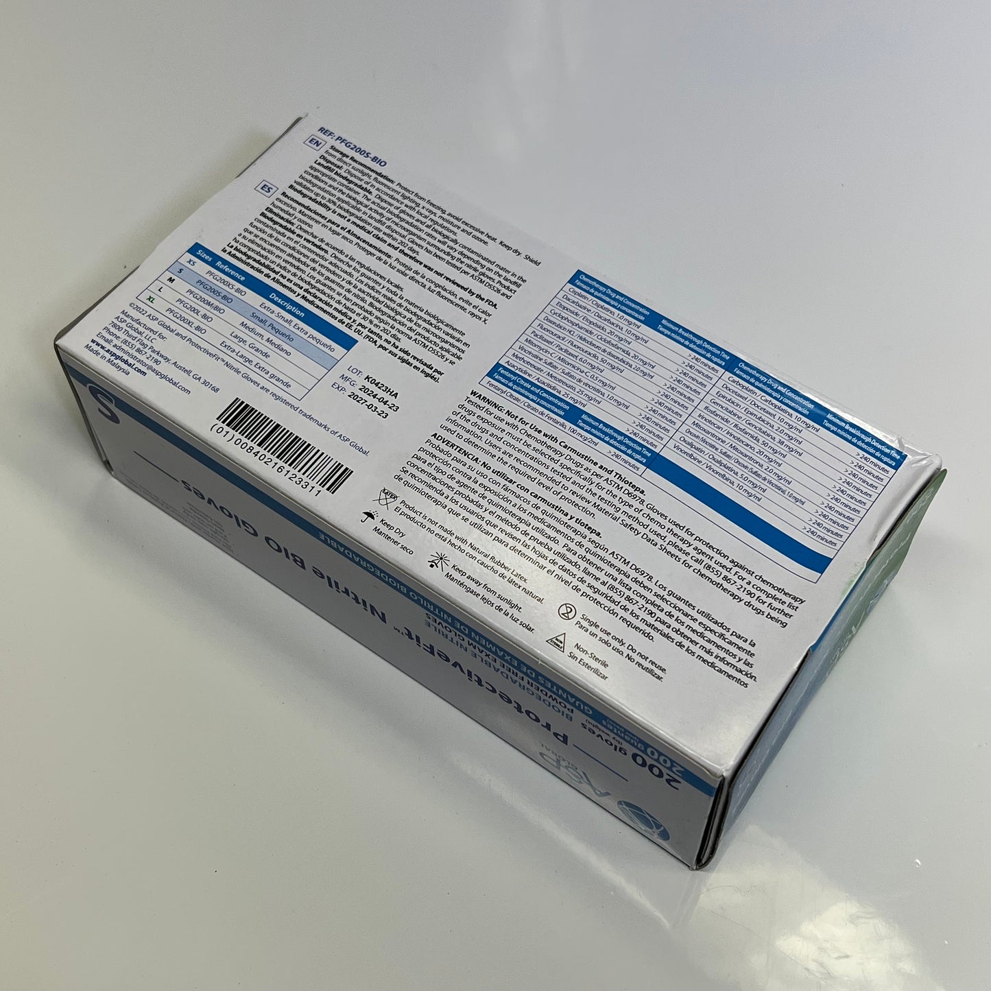 ASP (2 PACK, 200 EACH) Protective Fit BIO Exam Gloves Unisex Sz S PFG200S-BIO