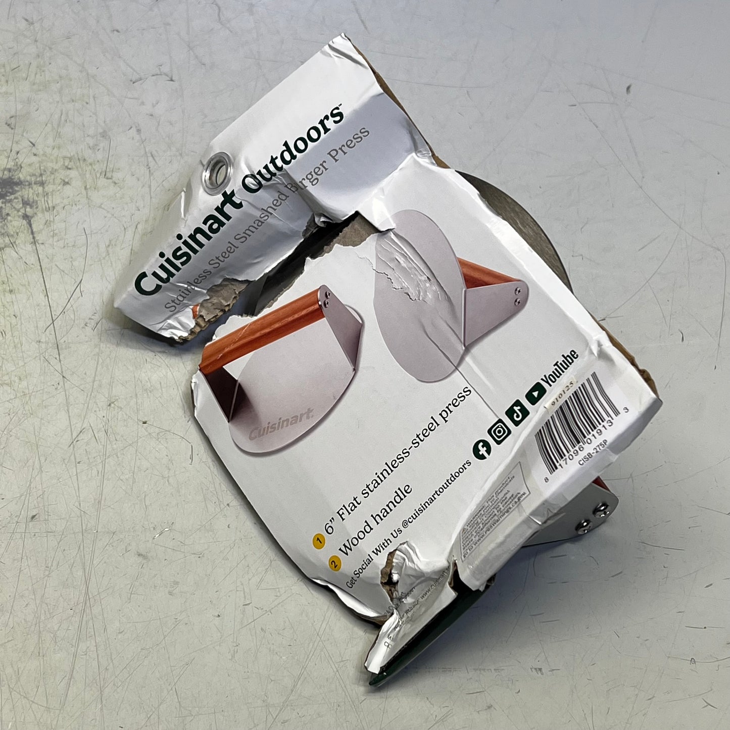 CUISINART Outdoors Stainless Steel Smashed Burger Press 6" Brown CISB-275P