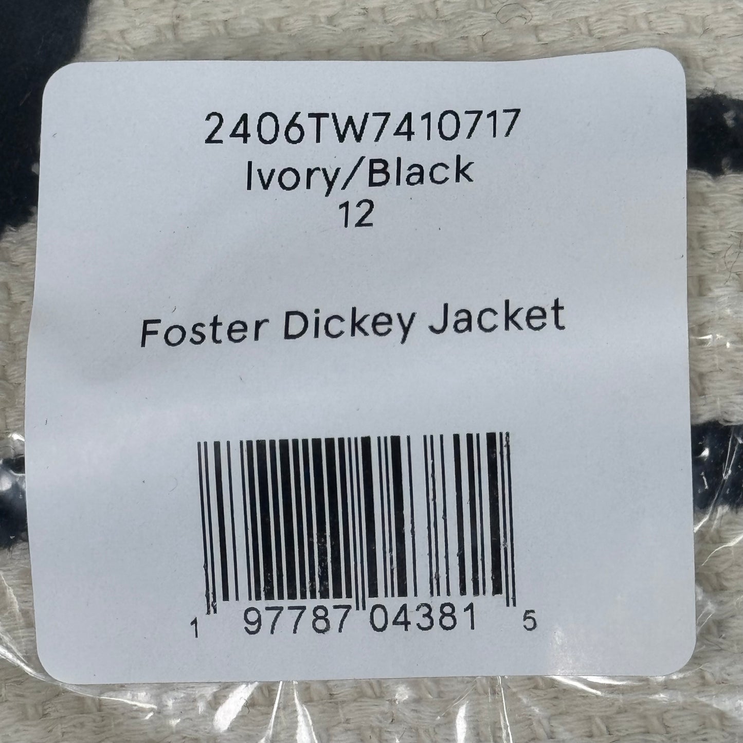 VERONICA BEARD Women's Foster Dickey Jacket Sz-12 Ivory/Black 2406TW7410717