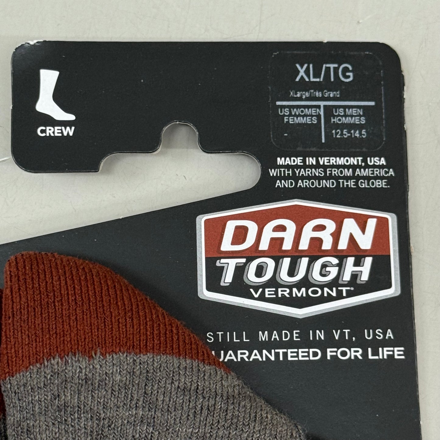 DARN TOUGH Lifestyle Fish Socks Crew Lightweight Merino Wool Men SZ XL 12.5-14.5 Taupe