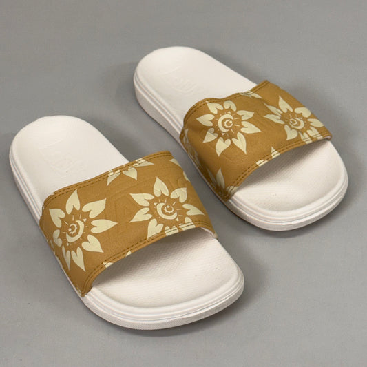 VANS Plush Eye Sunflower La Costa Slides US SZ 7 UK SZ 4.5 Yellow/Cream AS-IS