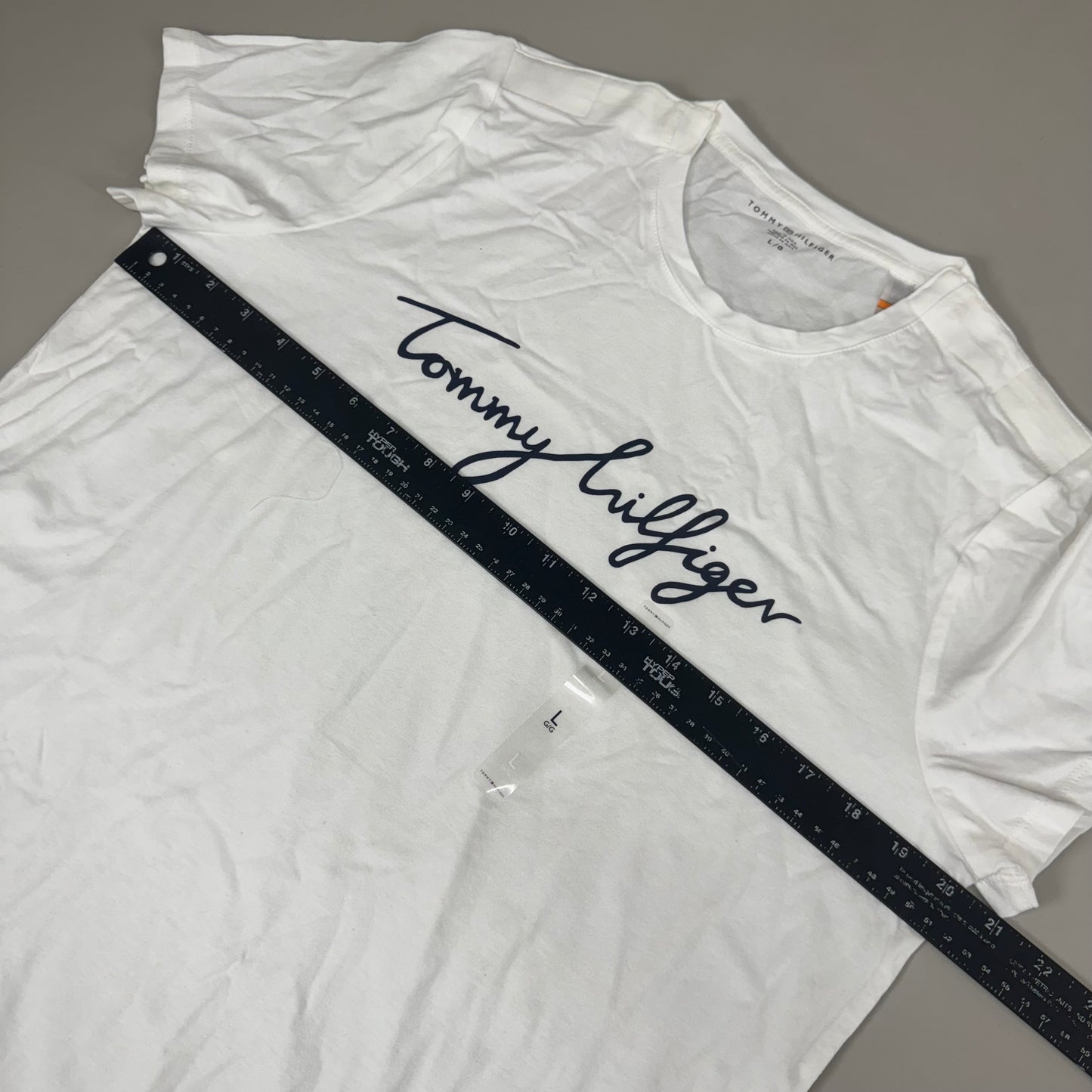 TOMMY HILFIGER Adaptive Short Sleeve Magnet Button T-Shirt White Women's SZ L Signature (New Other)