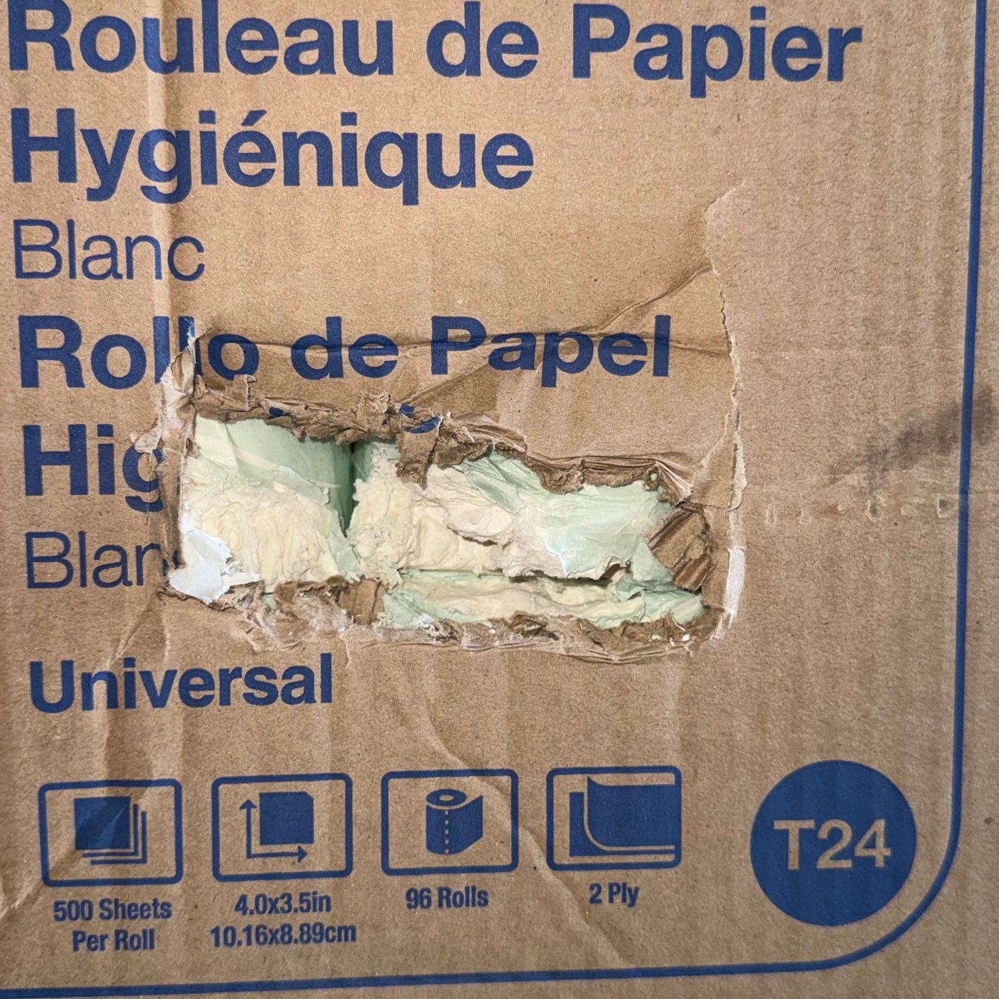 ZA@ TORK (96 ROLLS) Absorbent Bath Tissue Roll 2-Ply White 500 Sheets Per Roll TM1616S (AS-IS, Damage)