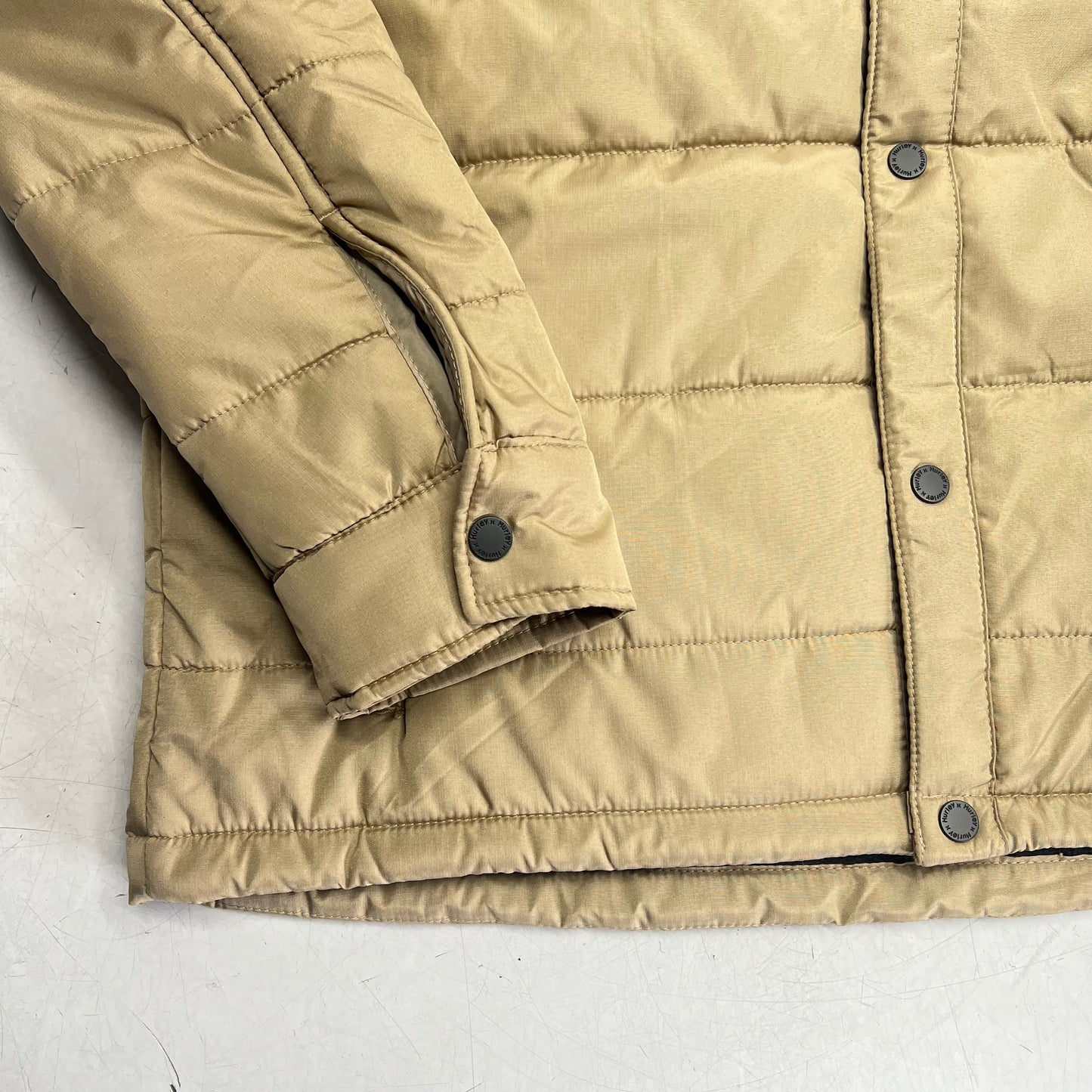 HURLEY Fanes Hooded Shirt Coat Jacket Thermal Wall Men's Sz M Khaki H6N419FE