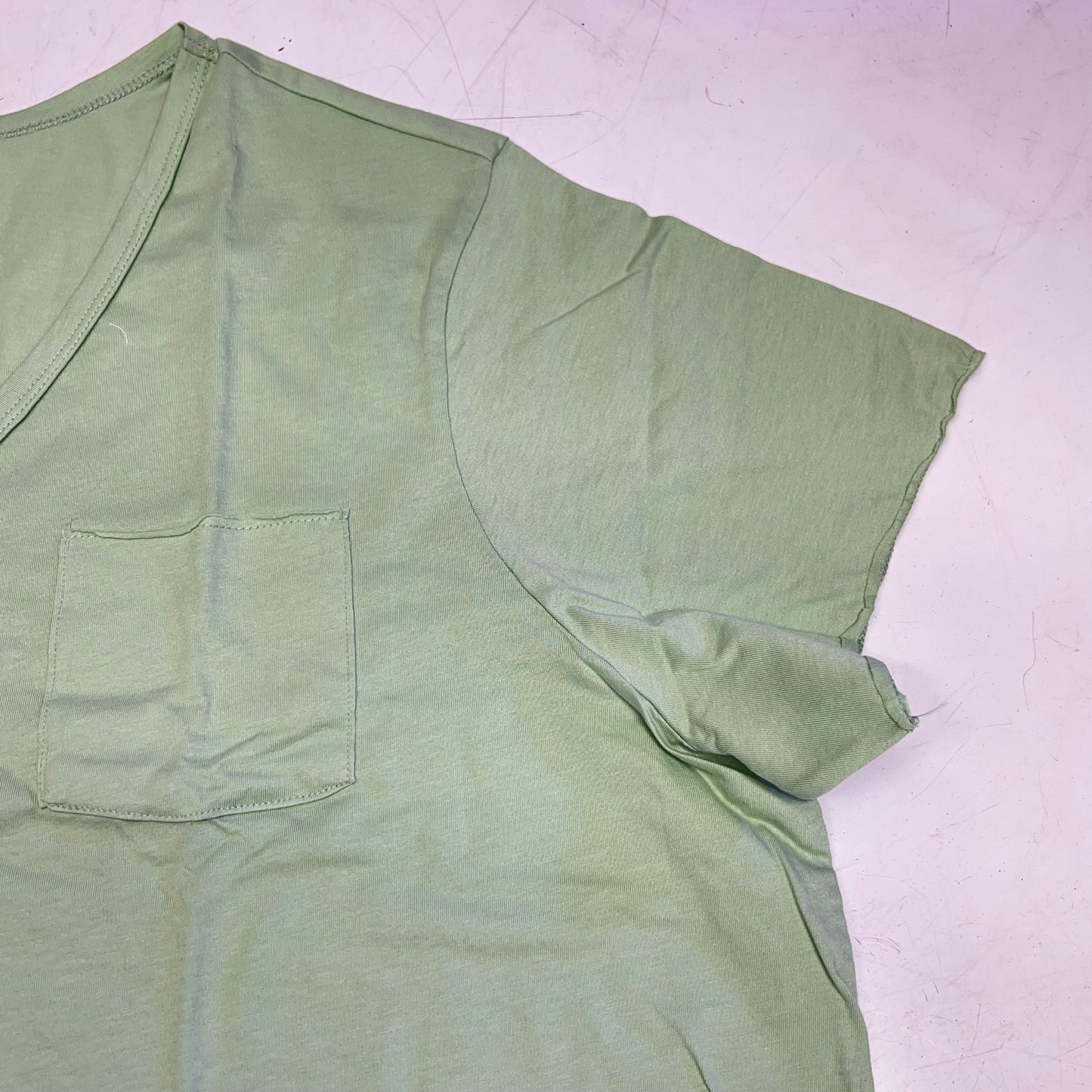 HANES Originals V Neck Tee Shirt W/ Chest Pocket Women's Sz 3X Butter Mint