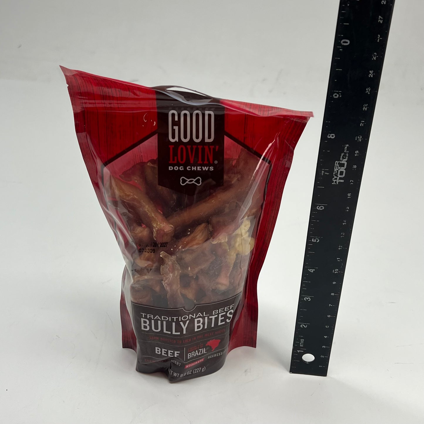 GOOD LOVIN (3 PACK) Dog Chews Traditional Beef Bully Bites Treats 8oz BB 02/27