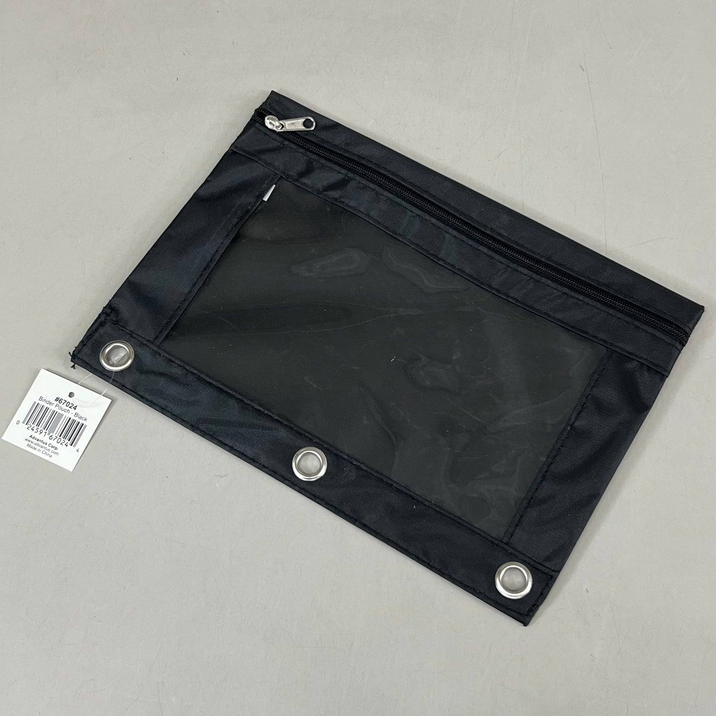 ADVANTUS (3 Pack) Binder Pencil Pouch 6 EA Per Box 10 x 7.38 Black/Clear