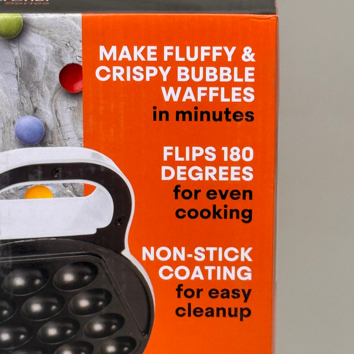 MASTER CHEF Bubble Waffle Maker Non-Stick Coating 12" x 9.5" White MTF-BWW-696